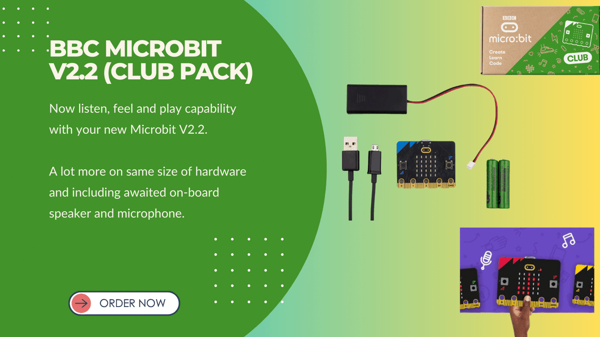 BBC Microbit v2.2 (CLUB pack)
Now listen, feel and play capability with your new Microbit V2.2

Buy now @https://www.pakronics.com.au/products/micro-bit-v2-pack-of-10-starter-kits-club-pack-pakr-k1186?

#pakronics #microbit #bbcmicrobit #diy #school