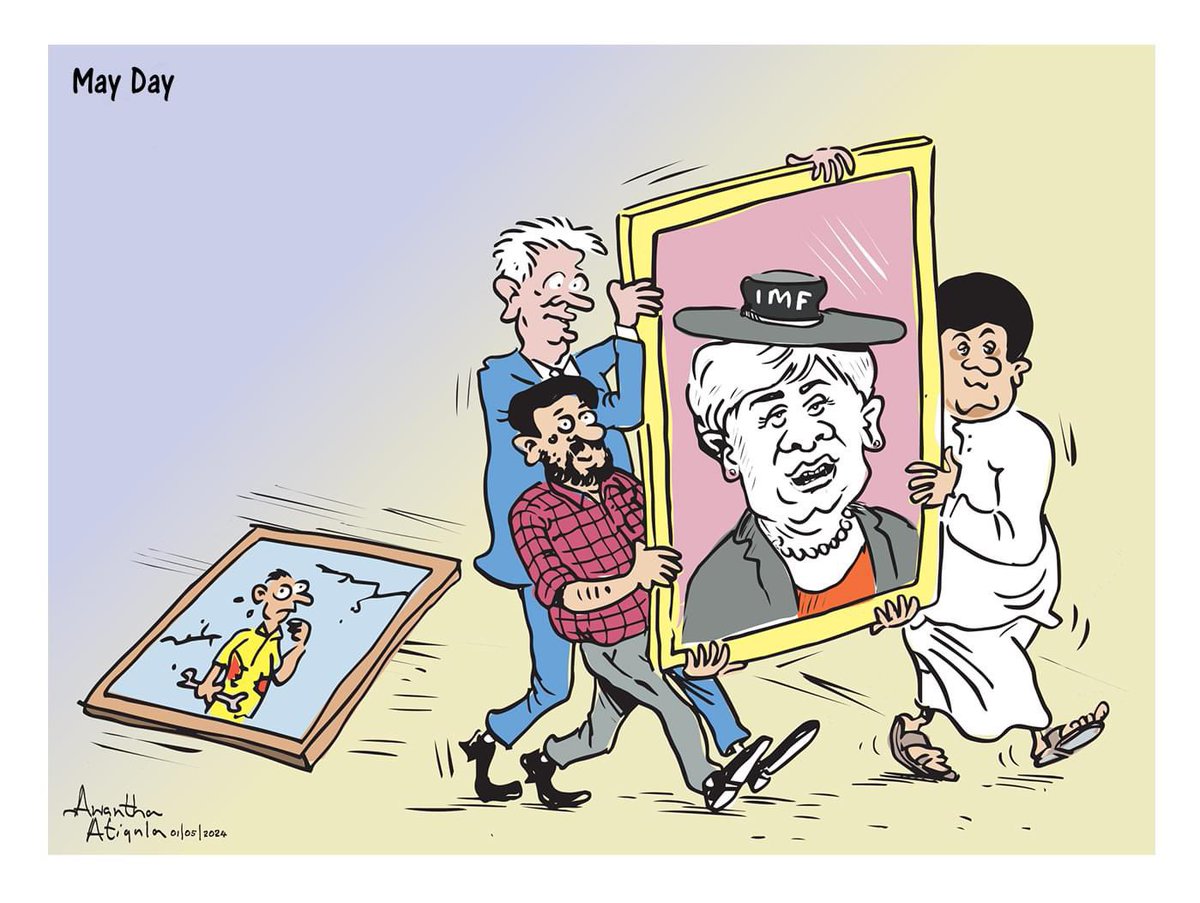 Cartoon by @awanthaartigala #lka #SriLanka #MayDay #MayDay2024 #EconomicCrisisLK #IMF