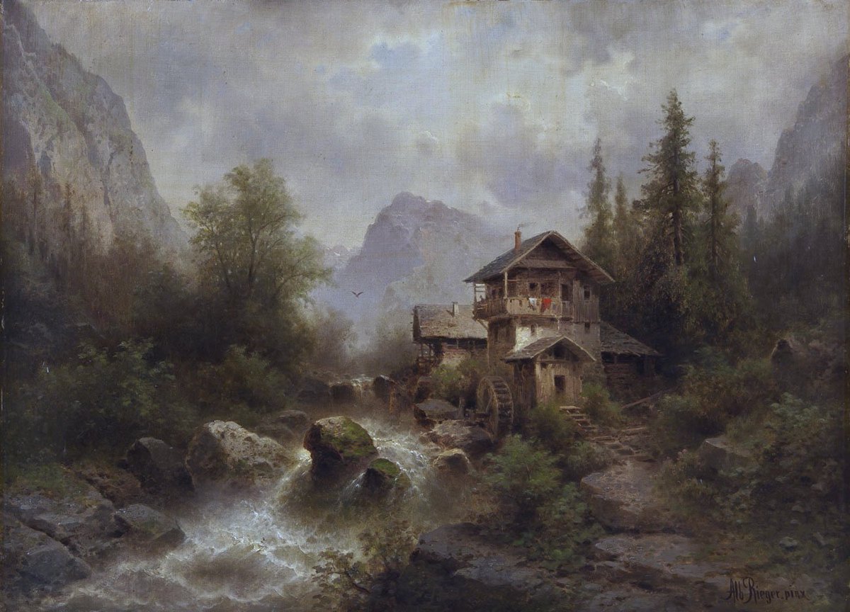 Mill on the mountain stream #art 🎨Albert Rieger