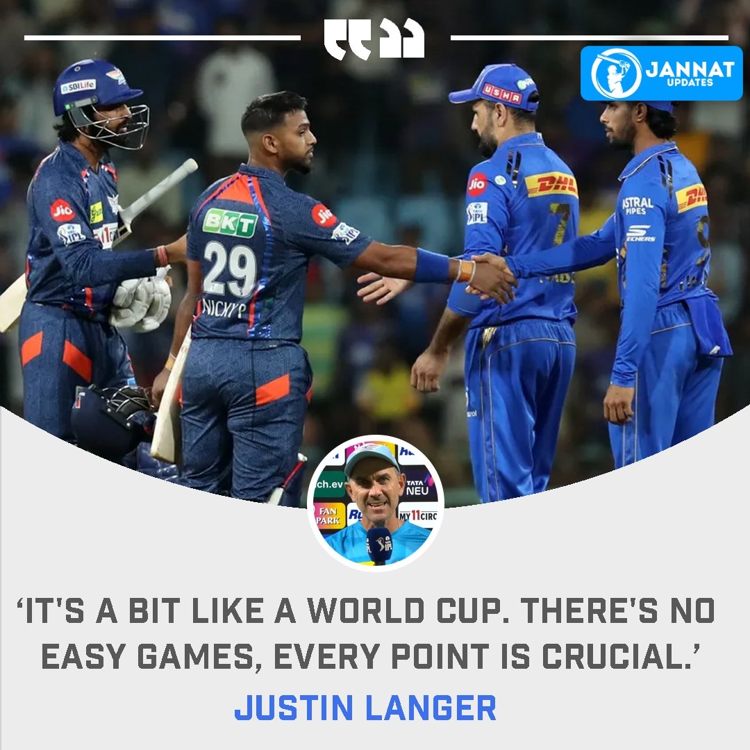 Justin Langer believes IPL is a very tough competition similar to World Cup
.
.
.
.
#jannatupdates #JustinLanger #MarcusStoinis #KLRahul #NicholasPooran #KrunalPandya #HardikPandya #JaspritBumrah #NehalWadhera #RohitSharma #LSGvMI #LSGvsMI #LucknowSuperGiants #Mumbailndians #LSG