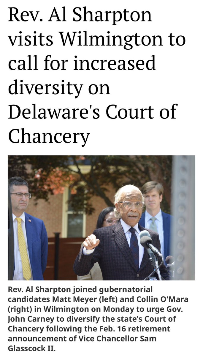 Rev. Al Sharpton visits Wilmington to call for increased diversity on Delaware's Court of Chancery instagram.com/p/C6ZxQPXPSxL/…