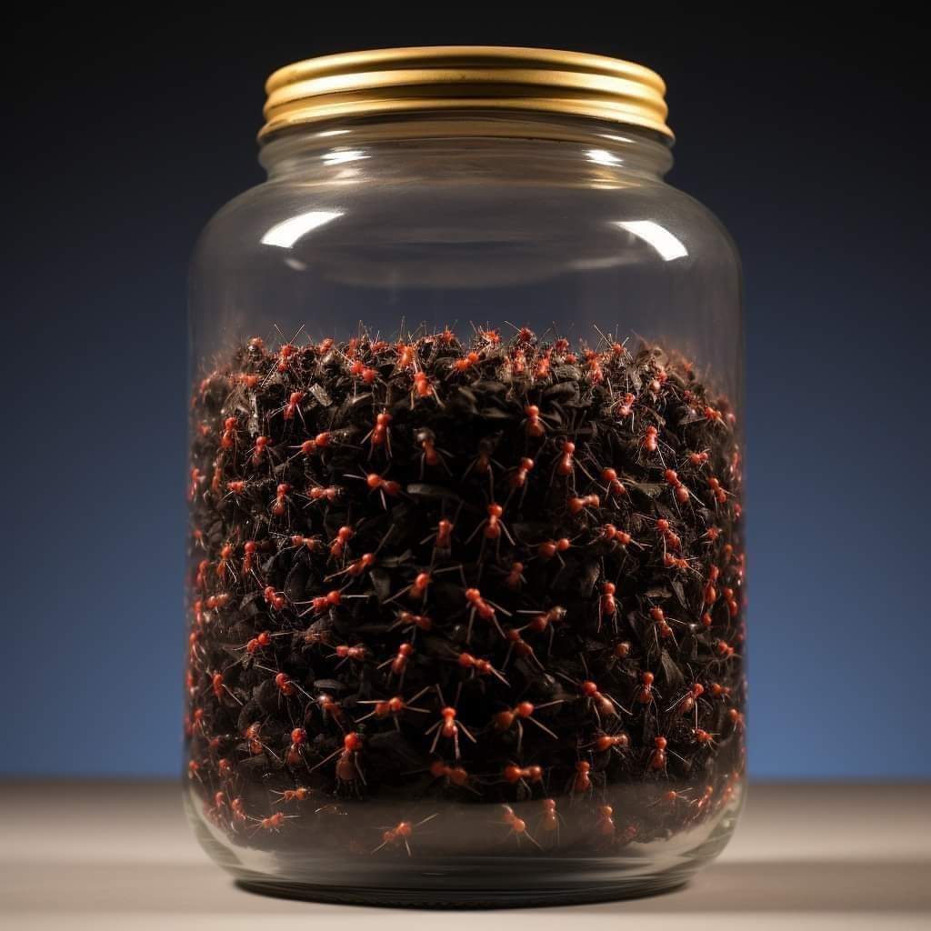 100 black ants & 100 red ants in a jar. Nothing happens. Shake jar hard, ants start killing each other. Red & black ants consider each other enemies. The true enemy is the one shaking the jar. Same thing in society. Before we attack each other, think about who is shaking the jar