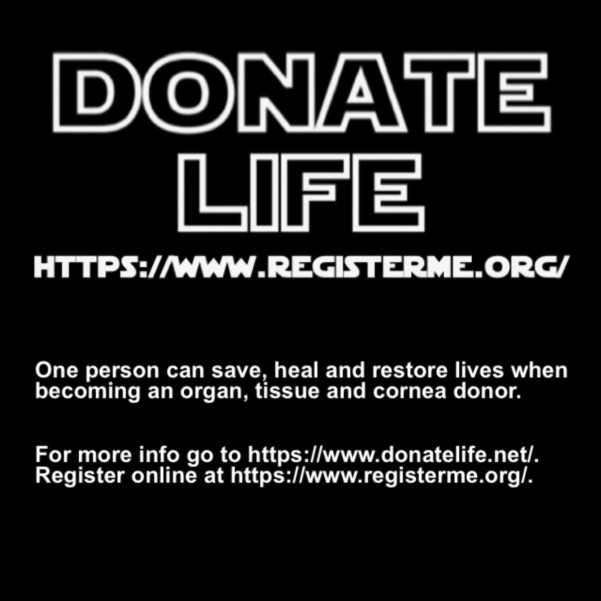 Last day of #NationalDonateLifeMonth, I decided to celebrate #StarWarsDay early. 

1 person can save, heal & restore lives when becoming an organ, tissue and cornea donor.

#DonateLife @DonateLife
#StarWars @StarWars
#MayThe4thBeWithYou
#MayTheFourthBeWithYou
#StarWarsDay2024