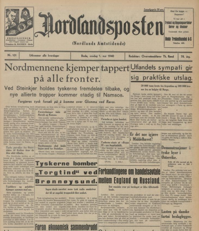 #HitlerStalinPact 'Norwegians fighting bravely at all fronts [against Nazi invasion]' -'Both Czechs and Polish troops now take part in the fight for freedom on Norwegian soil.'
Nordlandsposten, onsdag 1. mai 1940
nb.no/items/ce9aa777…