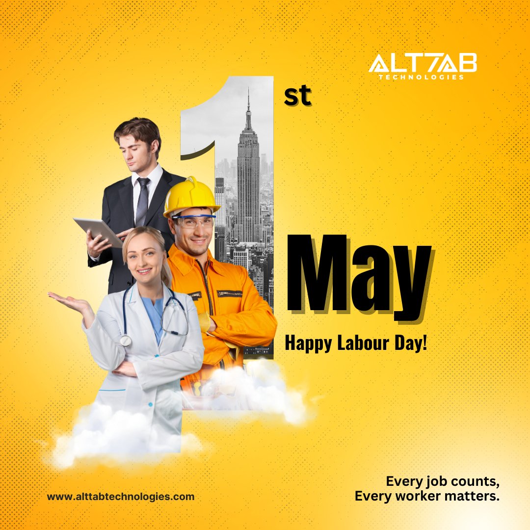 Happy Labour Day!

Every job counts, and Every worker matters.
#alttabtechnologies #alttabtechnologiessuryapet #labour #labourday #may #MayDay2024  #May1st  #happylaborday #labourlaw #workers #AnushkaSharma #duckybhai #laboursday #laboursday2024 #DigitalIndia #DigitalMarketing