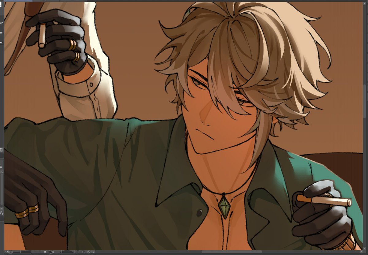 yokomatchi's tweet image. alhaitham wip to distract from the inevitable moment i screw up the final render :)))