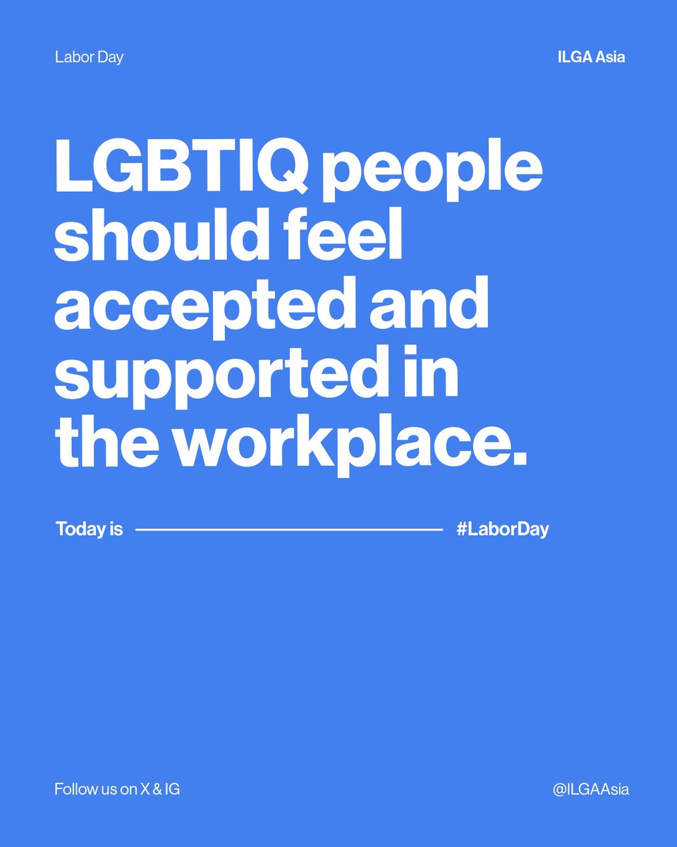 We demand all workspaces where Diversity, Equity and Inclusion are in the forefront of their values. We, at ILGA Asia, believe that everyone deserve equal opportunities. Read more about our policy here: ilgaasia.org/policies/2020/…