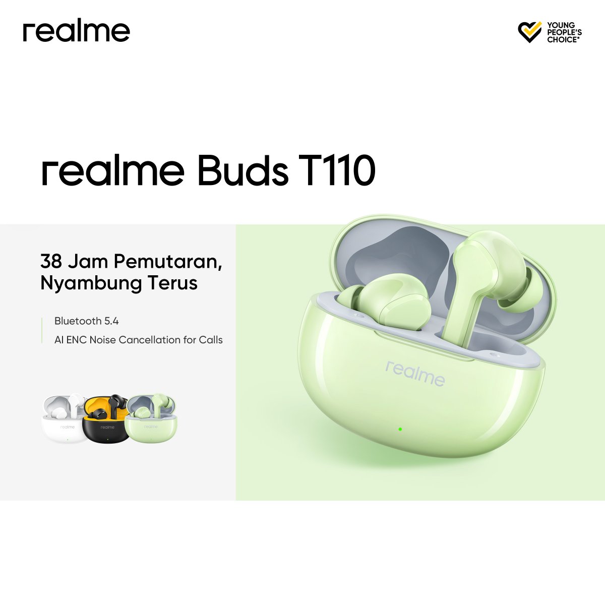 Tap 👂 play 🎶 repeat 🔁

Sensasi baru dengerin lagu sampai 38 jam, nyambung terus! Hadir sebentar lagi.

Nantikan #realmeBudsT110, 2 Mei 2024.