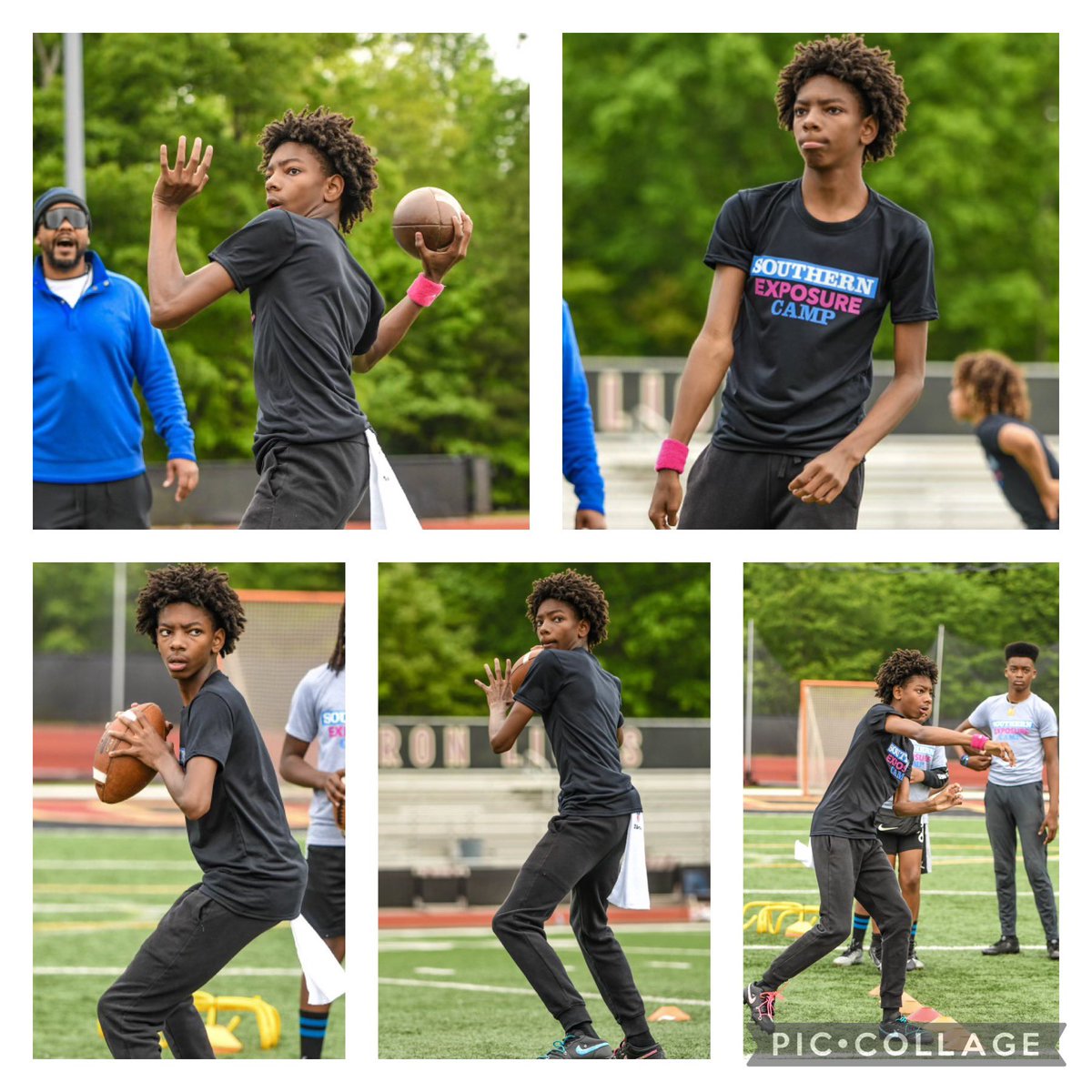 Few pics from the @TheSouthExCamp last weekend! Thanks again for the opportunity! Can’t wait to do it again! #MyTimeComing #GrindTime #God1st #ItsShowTime Getting Better Rep by Rep! 🧱x🧱 Class 2029! @TheUCReport @RecruitGeorgia @On3Recruits @TheCoach_Barge @Coach_MC18…