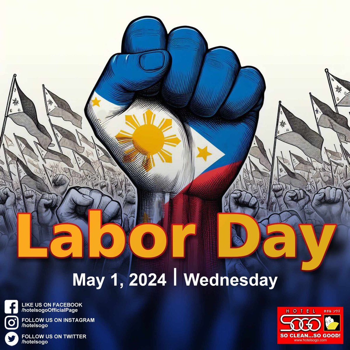 Saluting the spirit of hard work and dedication this Labor Day! Let's take a moment to appreciate the dedication and sacrifices of workers in every field.
 
Your hard work makes a difference. 

#HotelSogo 
#HereAtHotelSogo 
#SoCleanSoGood
#DahilMahalKitaGustoKoSaSogoKa
#LaborDay