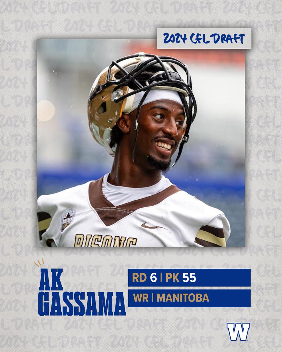 We have selected receiver AK Gassama from @umbisons with the 55th overall pick in the 2024 @CFL Draft. #ForTheW