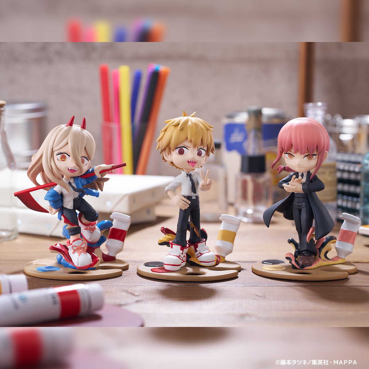 PalVerse Palé. TVアニメ チェンソーマン スチール写真公開！ デンジ・パワー・マキマの3人がパレットから生まれたフィギュアシリーズ 【PalVerse Palé.】に登場！ 5月3日・4日に開催の カードゲーム祭り2024にて展示予定 #チェンソーマン #chainsawman