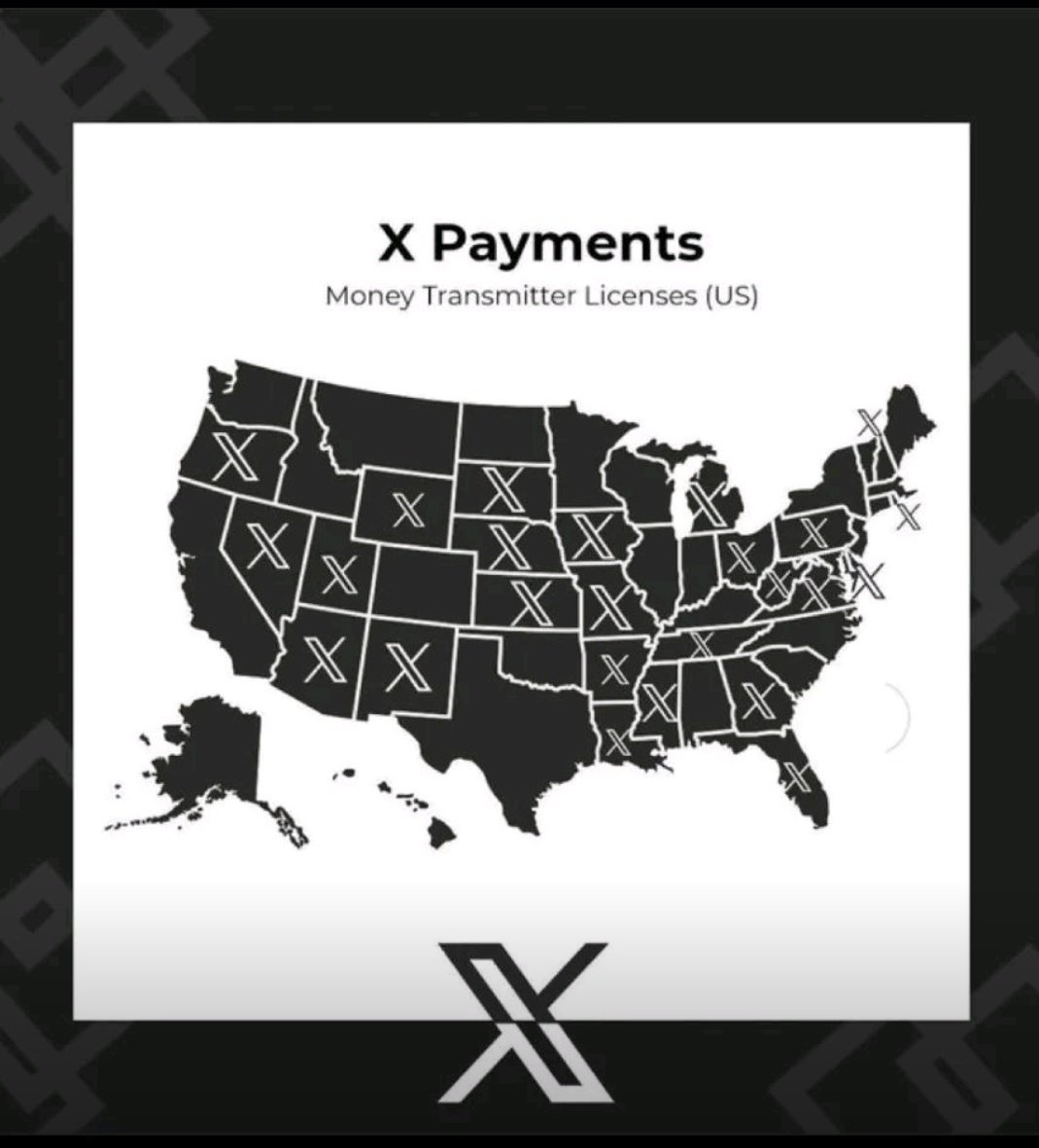 💥ELON MUSK'S X now has a Money TRANSMITTER LICENSE in 25 States🇺🇸💥

 According to Christopher Stanley, the Head of Payments at X, the platform's payment capabilities will extend far beyond simple tipping.
Users can soon store money in their X Wallet, send funds to other
