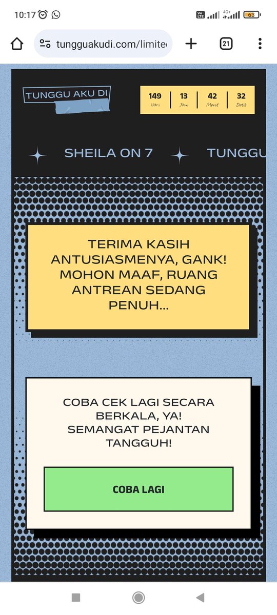 deaastika's tweet photo. WTB 2 tix Sheila on7 bandung pleasee. Gift wedding anniversary dari tadi kaga masuk2 😭 https://t.co/Hzsbmg9BKS