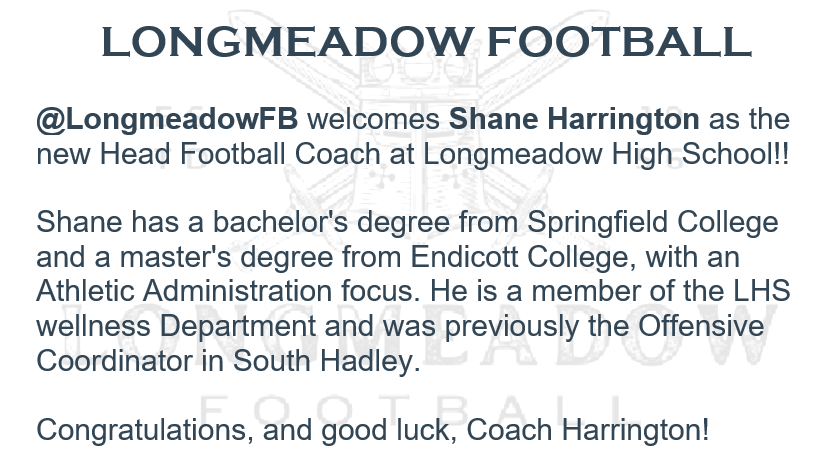 📢 Breaking News: Coaching update for the Longmeadow Lancers! ⚔️🏈