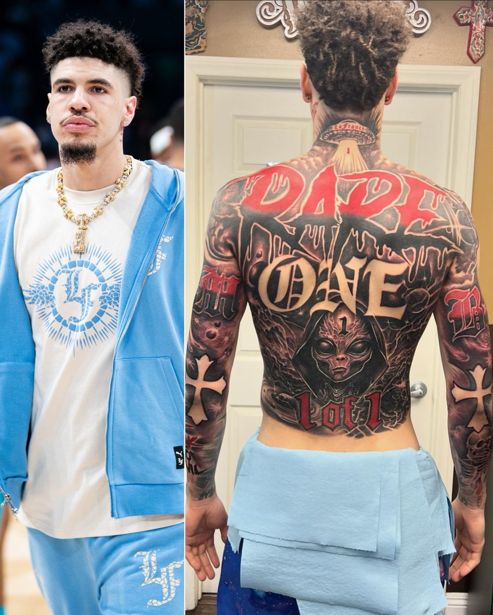 Thoughts on LaMelo’s new back tats? 👀

(via <a href="/RockRollG/">Herchell Carrasco</a>, juanlvaquero, <a href="/iamELVIStattoo/">ELVIS Ramos</a>, niz_carrillo, jon_tat2/IG)