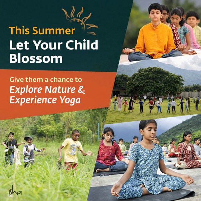 @ishafoundation The Isha Yoga Summer Program is a fun-filled, four-day residential summer camp for children in the age group 9-12 years. The program instills a love for nature and the power of Yogic practices in growing children. 
#Children #IshaYogaCenter #SummerProgram