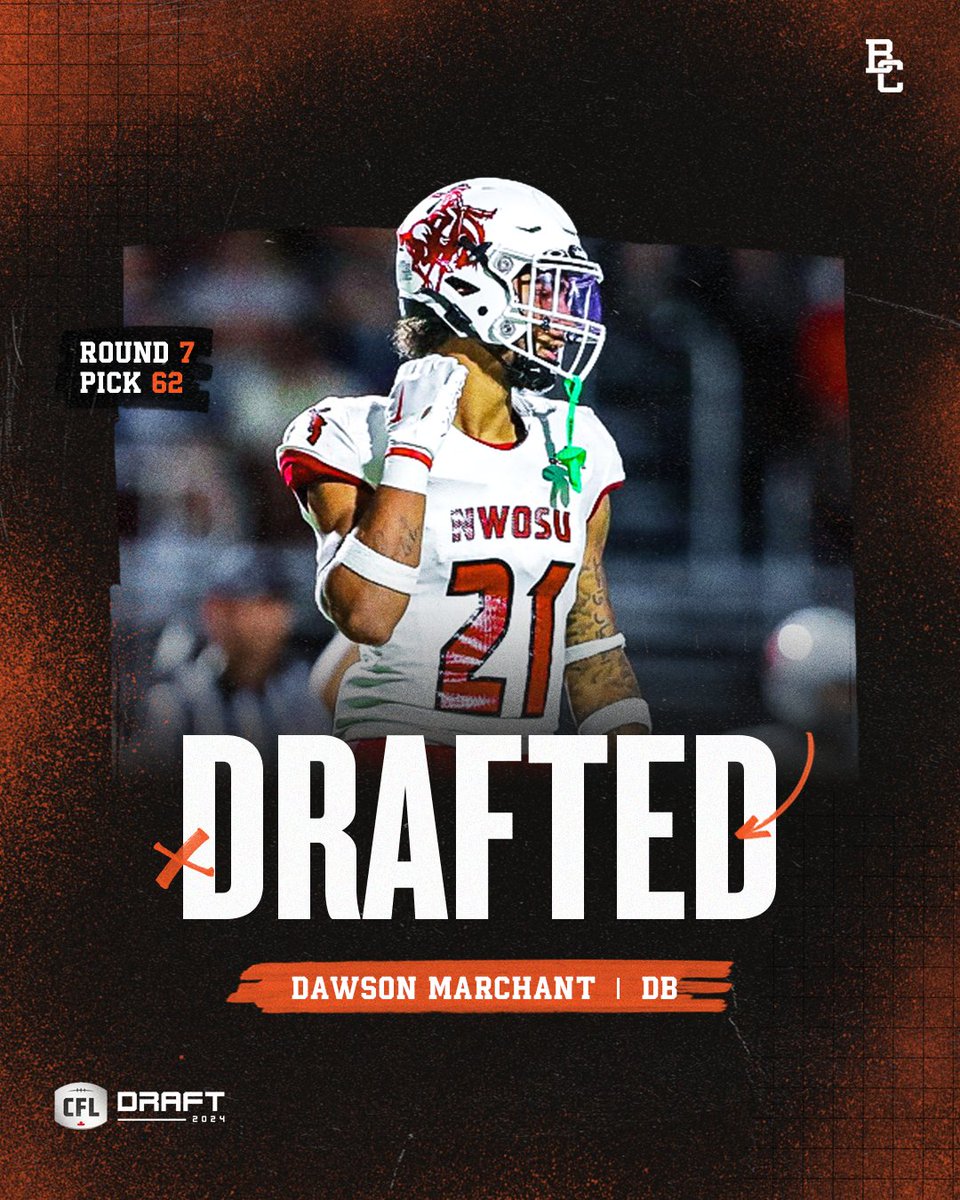 We go local in round 7! #BCLions select DB @Dawson_Marchant with the 62nd overall selection #CFLDRAFT | @nwosufootball
