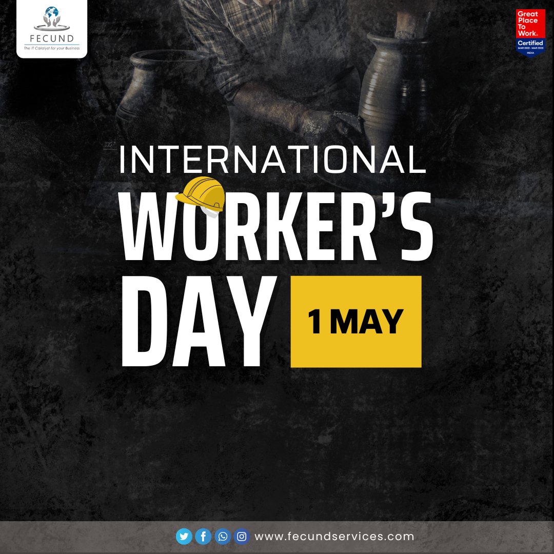 Happy International Workers' Day! FECUND pays tribute to the steadfast dedication of all diligent workers who contribute tirelessly to our communities. May your endeavors yield abundant success and joy. 

#InternationalWorkersDay #WorkersDay #FECUND #Greatplacetowork