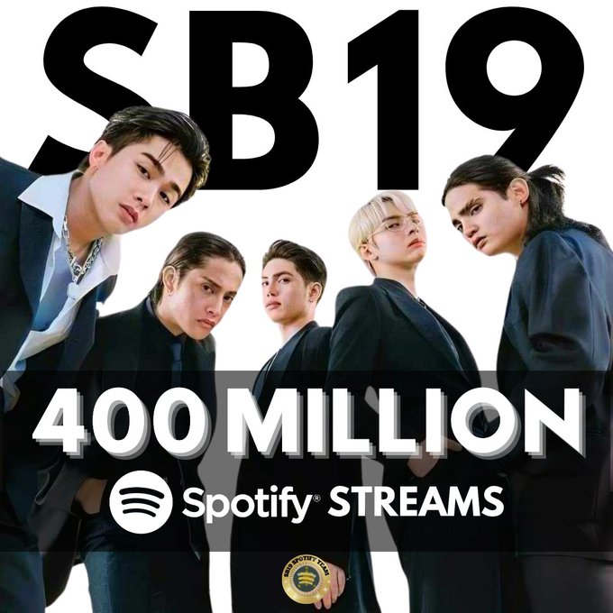 The road is long and the path is rough, but we still managed to maneuver the car straight to it's destination. Look how far we've come A'TIN! reaching 400 MILLION SPOTIFY OVERALL STREAMS for #SB19 has now achieved! MALAYO PA, PERO MALAYO NA @SB19Official #400MILLIONACHIEVED