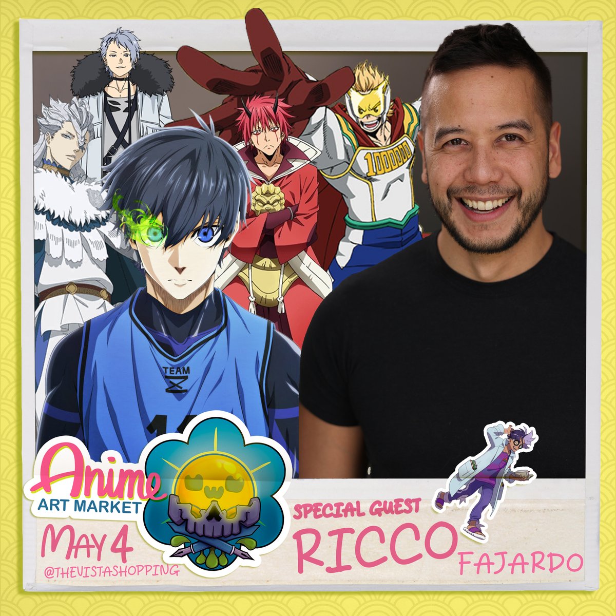 Come see @RiccoFajardo this Saturday on May 4th as a special guest of the our AnimeUwU Art Market at The Vista in Lewisville (the mall formerly known as Vista Ridge or Music City Mall)!