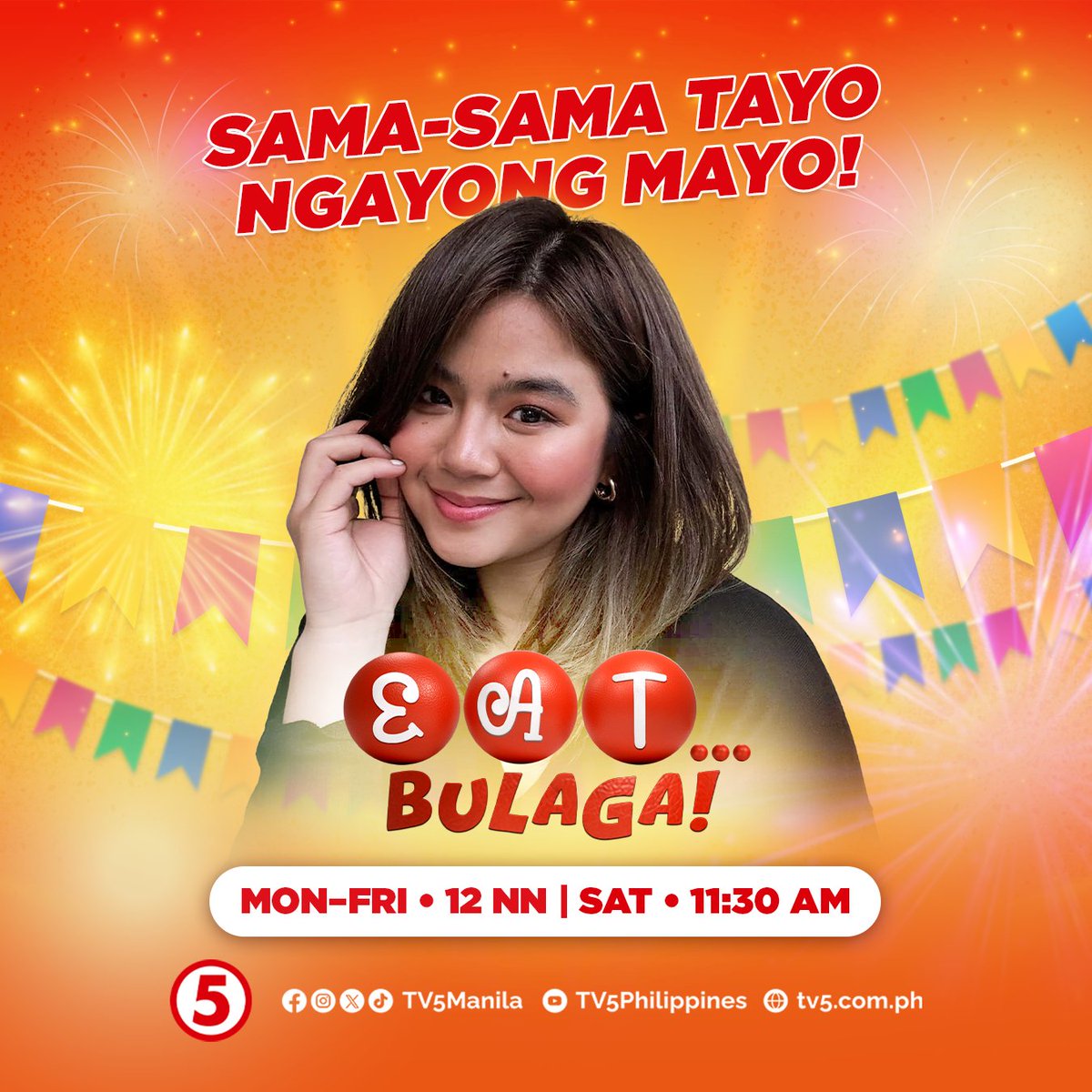 Isang bagong buwan na naman ang pupunuin natin ng masasayang tanghalian kasama ang #TVJonTV5 at #LegitDabarkads dito sa #EatBulagaTV5!
Tutok na sa TV5, o sa ating livestream via TV5 Facebook page o sa TV5 Philippines YouTube Channel:
youtube.com/live/WiWpfu2wJ…

#HaponChampionTV5