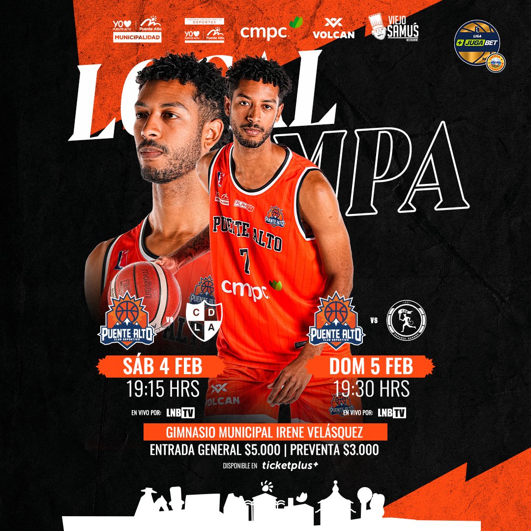 🏀 ¡Volvemos al Municipal! <a href="/puentealtocd/">Puente Alto C.D</a> quiere terminar de la mejor forma posible la fase regular de la #LigaJugaBetByCecinasLlanquihue y para ello deberemos enfrentar a dos difíciles rivales este fin de semana.

#VamosPuente