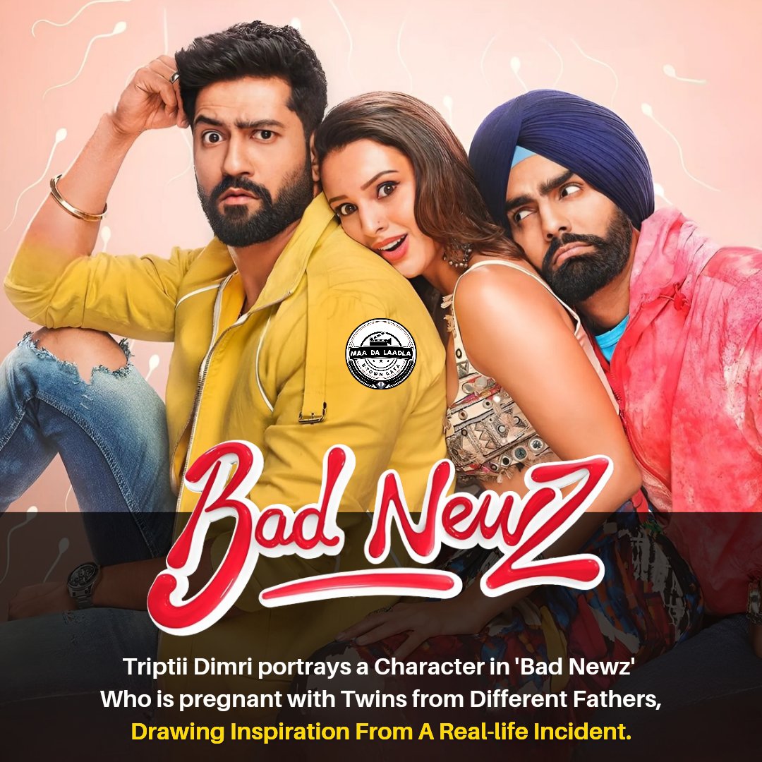 #TriptiiDimri portrays a Character in #BadNewz who is #pregnant with twins from different fathers, drawing Inspiration from a real-life incident. 🤰🏻👶🏻

#VickyKaushal #AmmyVirk #GoodNewwz #DharmaProductions #MereMehboobMereSanam #Rolla