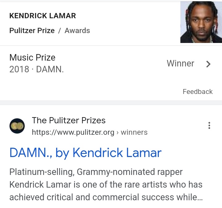 MissSassbox's tweet photo. Kendrick Lamar isn't just a rapper. 
Kendrick Lamar is the first ever rapper to win a PULITZER PRIZE for his lyrical genius. 

And he has proven himself worthy yet again on April 30th, 2024 by competing not with Drake, but his own lyrical prowess. 

Drake is a rapper, but Kendrick Lamar is an ARTIST. 

Kendrick doesn't spit rhymes on beats; he crafts cerebral experiences with carefully selected phrases and vocabulary, that after researching, we can only spiritually smile at its cleverness and brilliance.