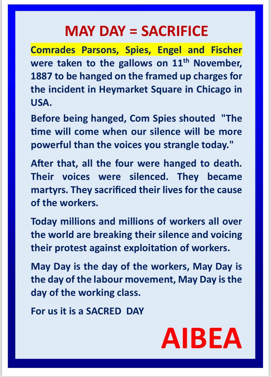 May Day = Sacrifice #MayDay2024 #laboursday #AIBEA