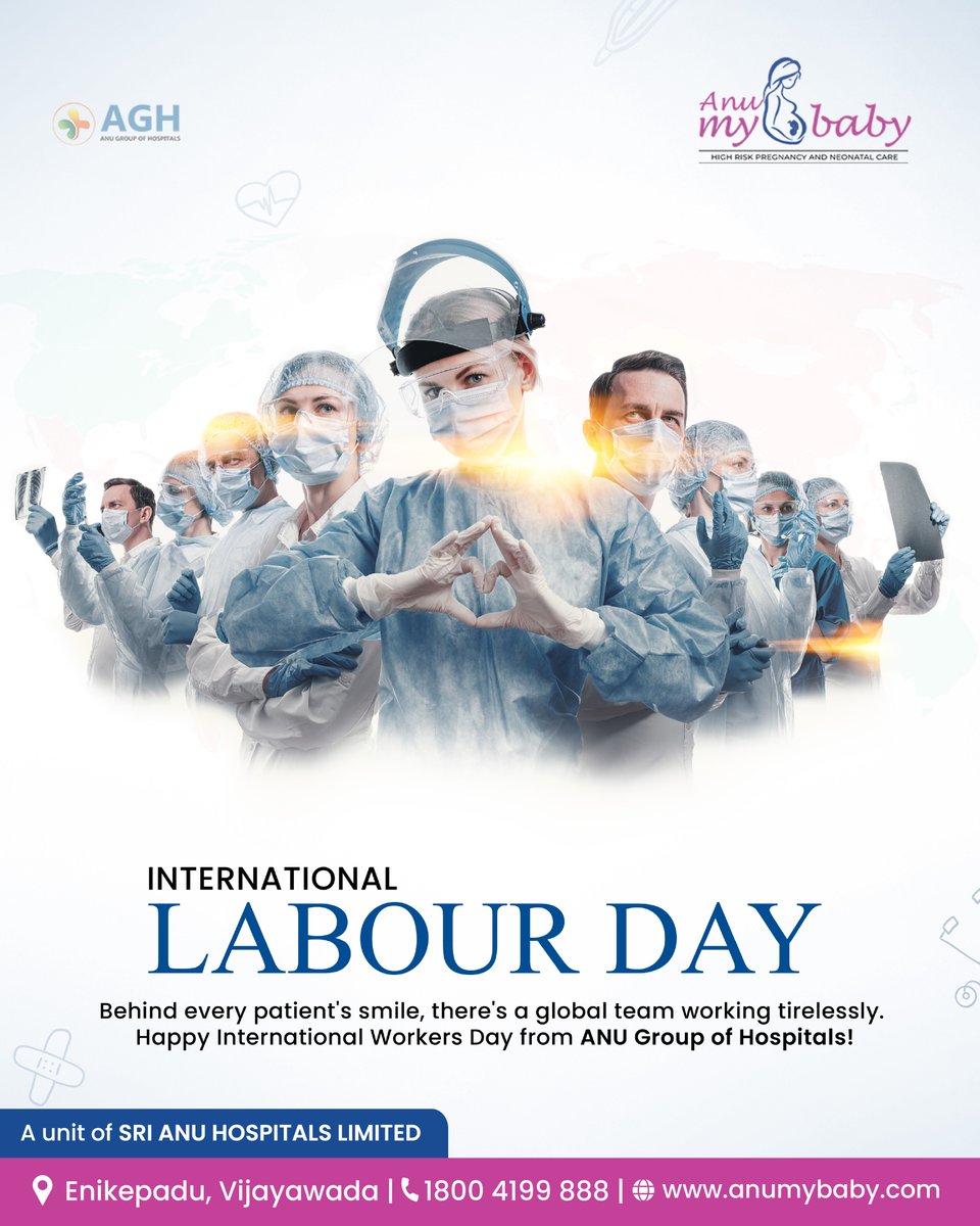 Happy Labour Day from Anu Hospitals! Today, we celebrate the hard work and dedication of our healthcare heroes. 
.
.
#anumybaby #vijayawada #LabourDay2024 #HealthcareHeroes #LaborDayCelebration #HospitalLife #Nurses #DoctorsCare #MedicalWorkers #ThankYouHealthcare