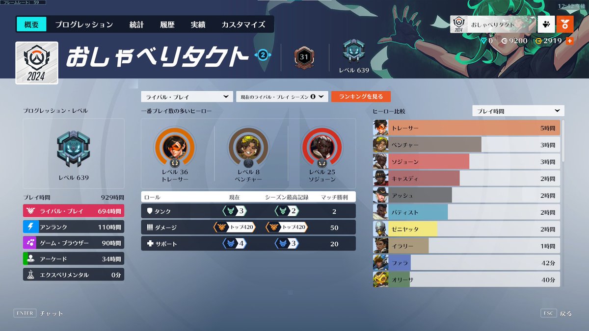 TOP500ボーダーにきた！！ 
短い栄誉かもしれんけど喜んどこ！！
#ow2 #OW2 #Overwatch2