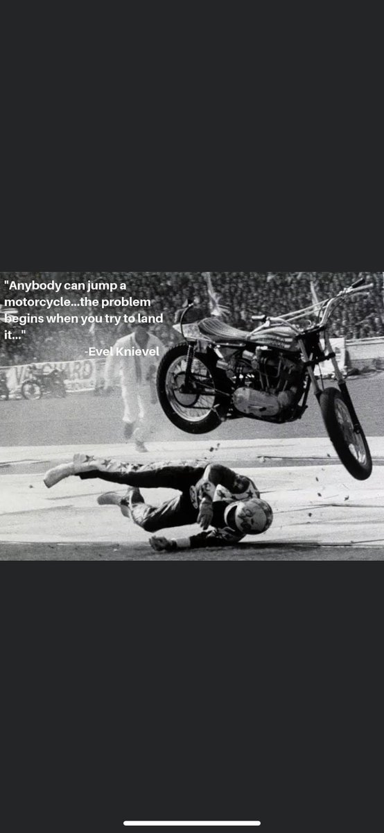 Yep. Evel Knievel had a few spectacular landing problems. 😳😂 it hurts my heart to see that Harley get busted up tho.
