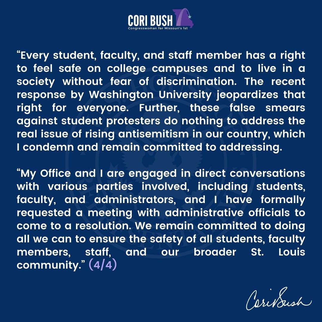 My statement on Washington University’s crackdown on students, faculty & community members ⬇️
