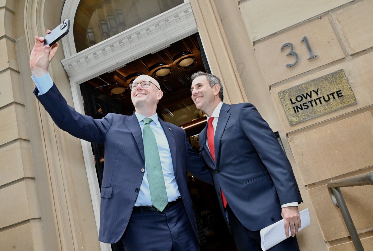 A selfie from two angles. Thanks to Treasurer ⁦@JEChalmers⁩ for visiting Bligh Street today and delivering an important address.