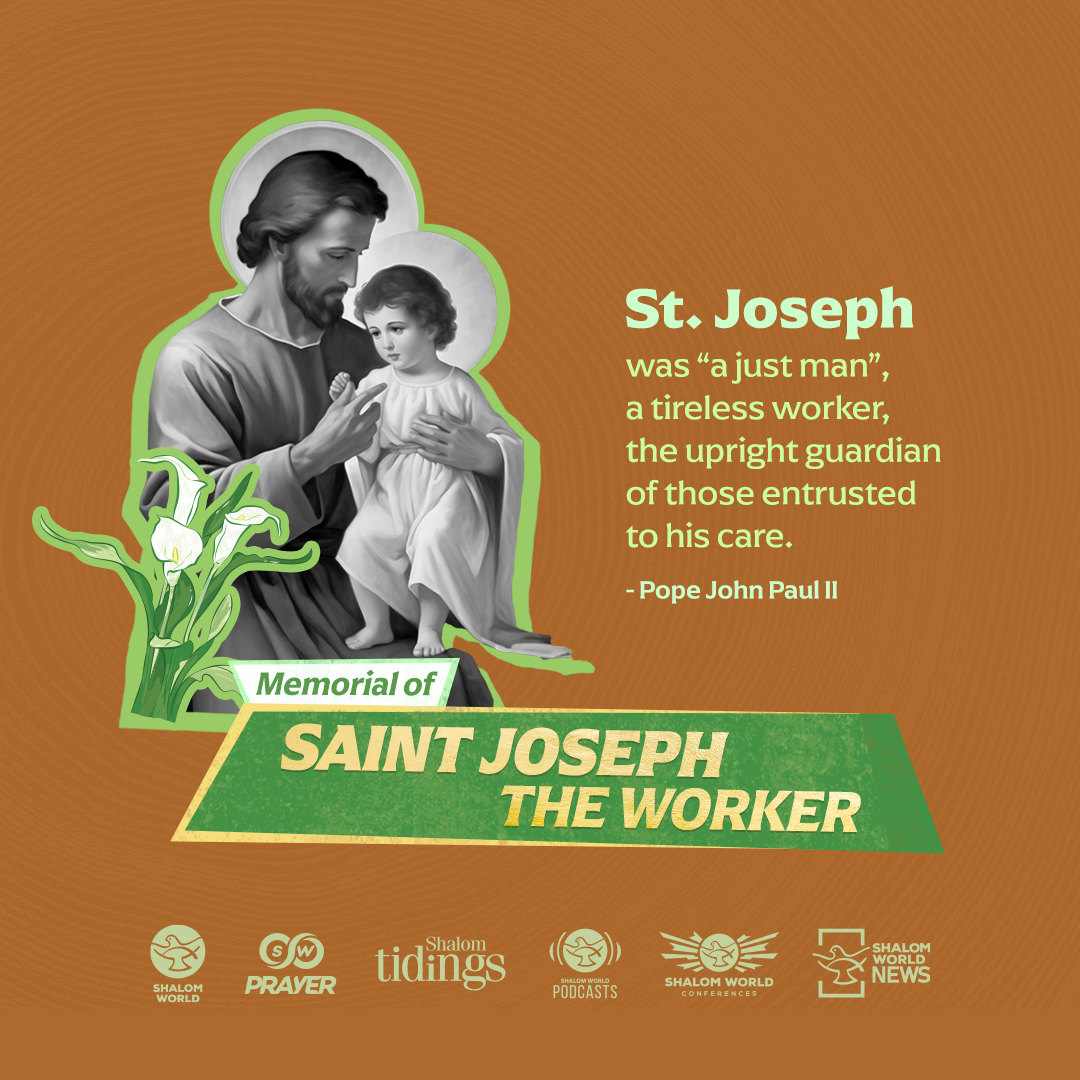 Today, we celebrate and honor the life of St. Joseph, a just man and tireless worker, entrusted with the care of Jesus and Mary. Let’s draw inspiration from his example of steadfastness and devotion. #shalomworld #stjoseph #stjosephtheworker #labourday #internationalworkersday