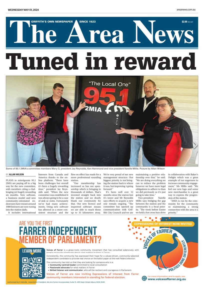 #Breaking #FrontPage #Griffith

Expressions of Interest to be our Community Independent Candidate are warmly invited and encouraged. 

#PoliticsDoneDifferently #BeTheChange #Farrer #AusPol