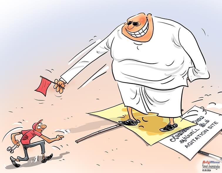 Cartoon by @NamalAmarasing #lka #SriLanka #MayDay #MayDay2024 #PresPollSL