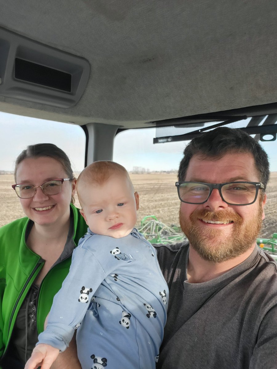 A big day of firsts! First day in the "new" tractor, first day of #plant24 and the biggest first of all, it's the little man's first tractor ride! Happy seeding everyone! May the drill run plug free and the rates come out just right!
