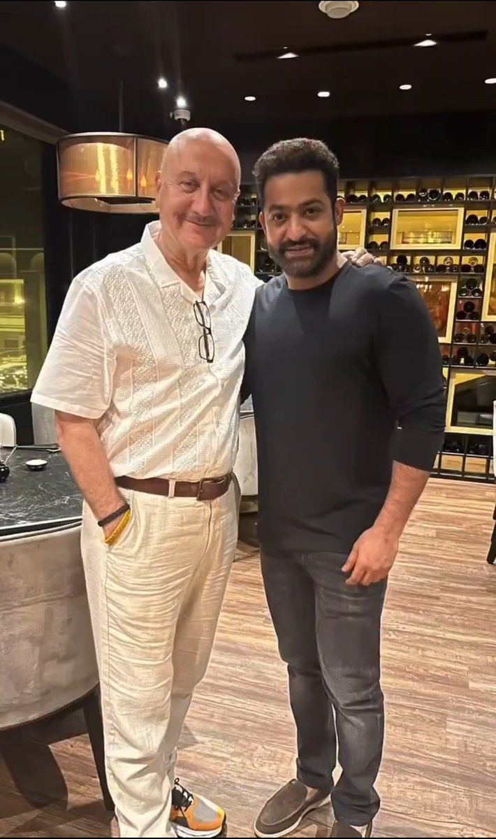 Man of Masses @tarak9999 With Actor @AnupamPKher In Mumbai 💥💥 #Devara #War2 #JrNTR