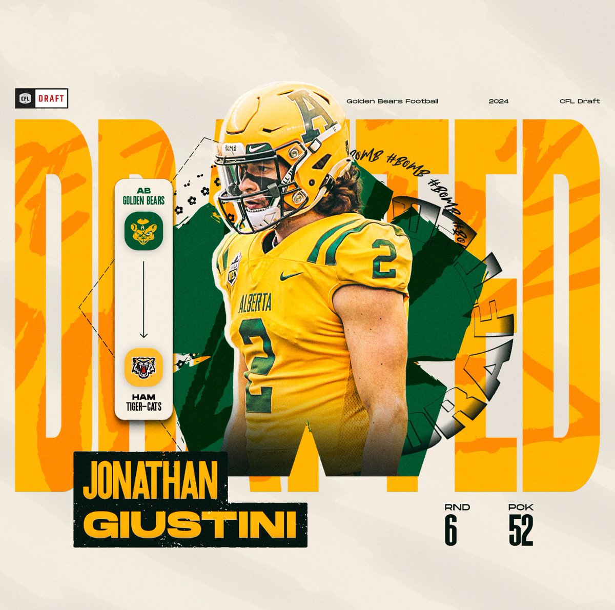 The third Bear off the board is All Canadian safety Jonathan Giustini! Congratulations Jonathan!