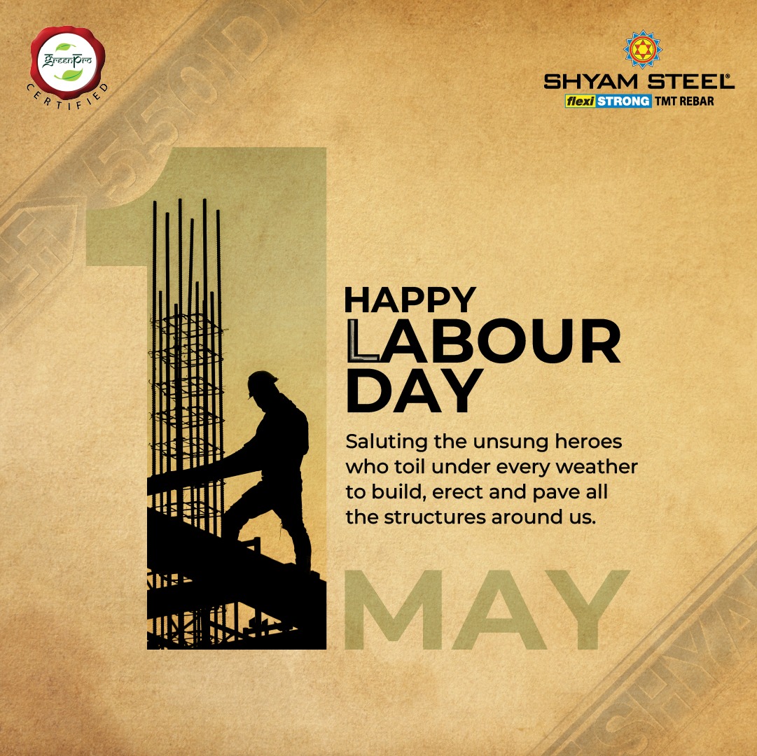 We salute the resilience, strength, and unwavering dedication of every individual in construction workforce whose hard work is the foundation upon which we build greatness. Wishing a very Happy Labour Day to you all.

#ShyamSteelIndia #LabourDay2024 #MayDay2024 #HappyLabourDay…