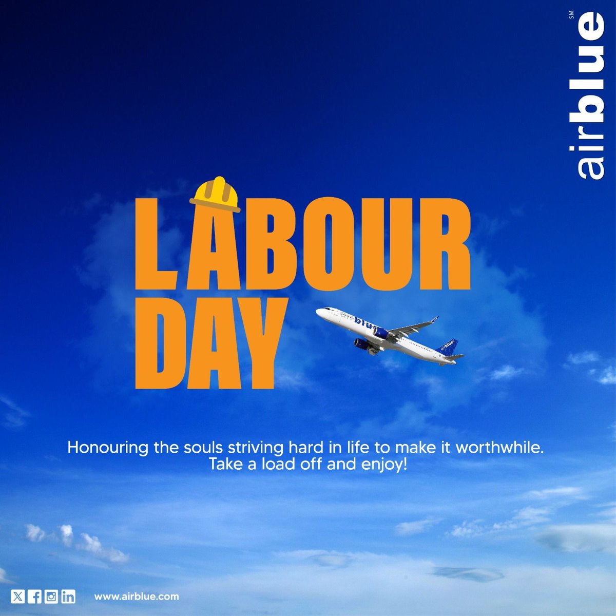 We honor the dedication and hard work of every worker this Labor Day #AirBlue #LaborDay #Airbluecares #Laborday2024 #Internationallaborday
