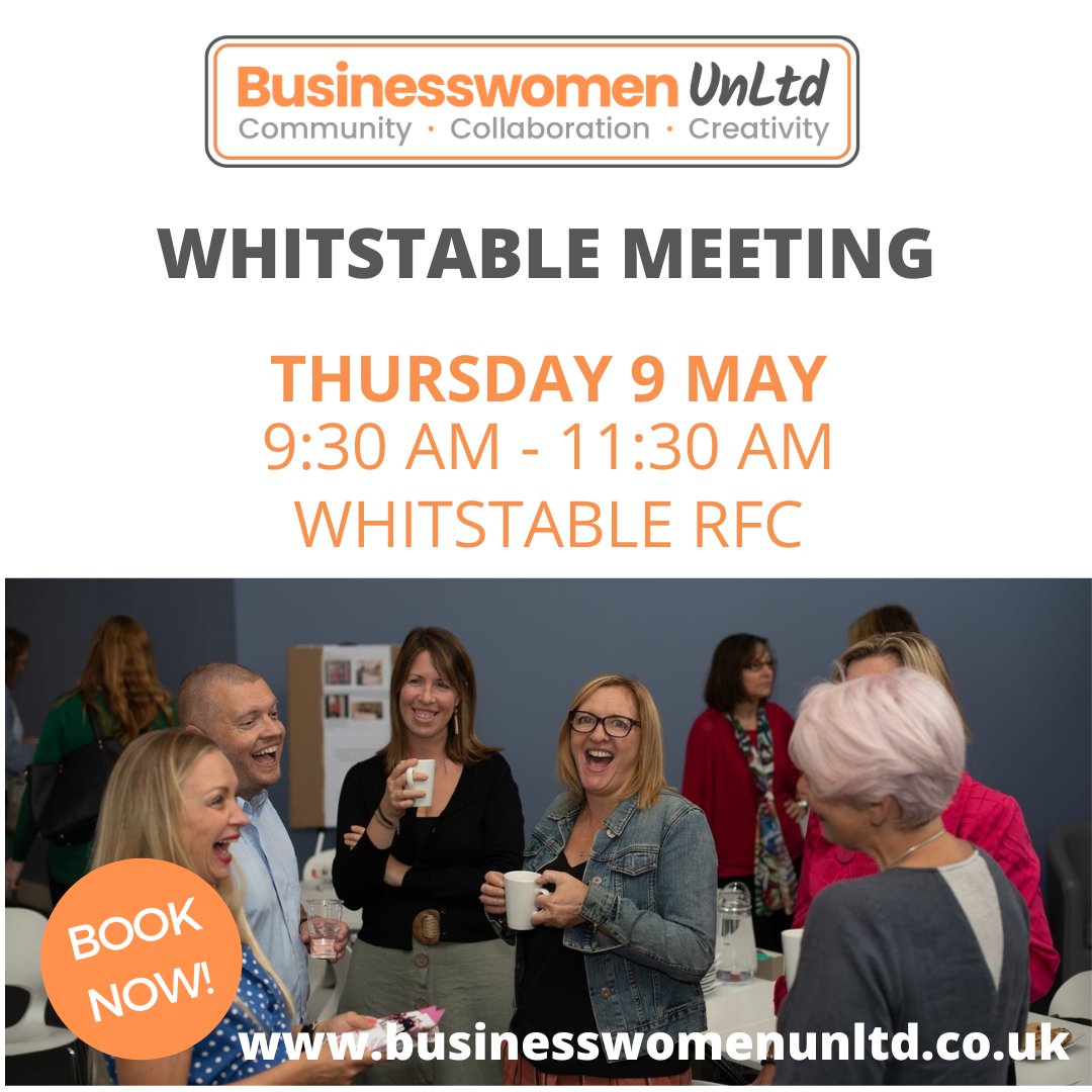 Join us at our next Whitstable business networking group next week! To book visit businesswomenunltd.co.uk/events/whitsta… Don't forget about our BUSINESSWOMEN UNLTD BONUS! If you attend a Face-to-Face meeting, you get free access to the next online meeting. #businesswomenunltd