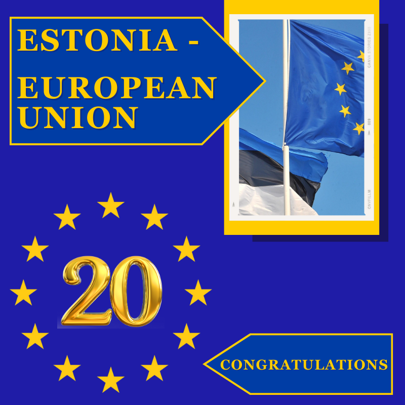 🎉 Celebrating 20 years of Estonia in the EU! 🇪🇪🇪🇺 Joining brought cooperation, innovation, and growth. The US 🇺🇸 sees the EU as a primary partner in tackling global challenges—a testament to our strong bond. Congrats, Estonia, on this milestone! #EstoniaEU20