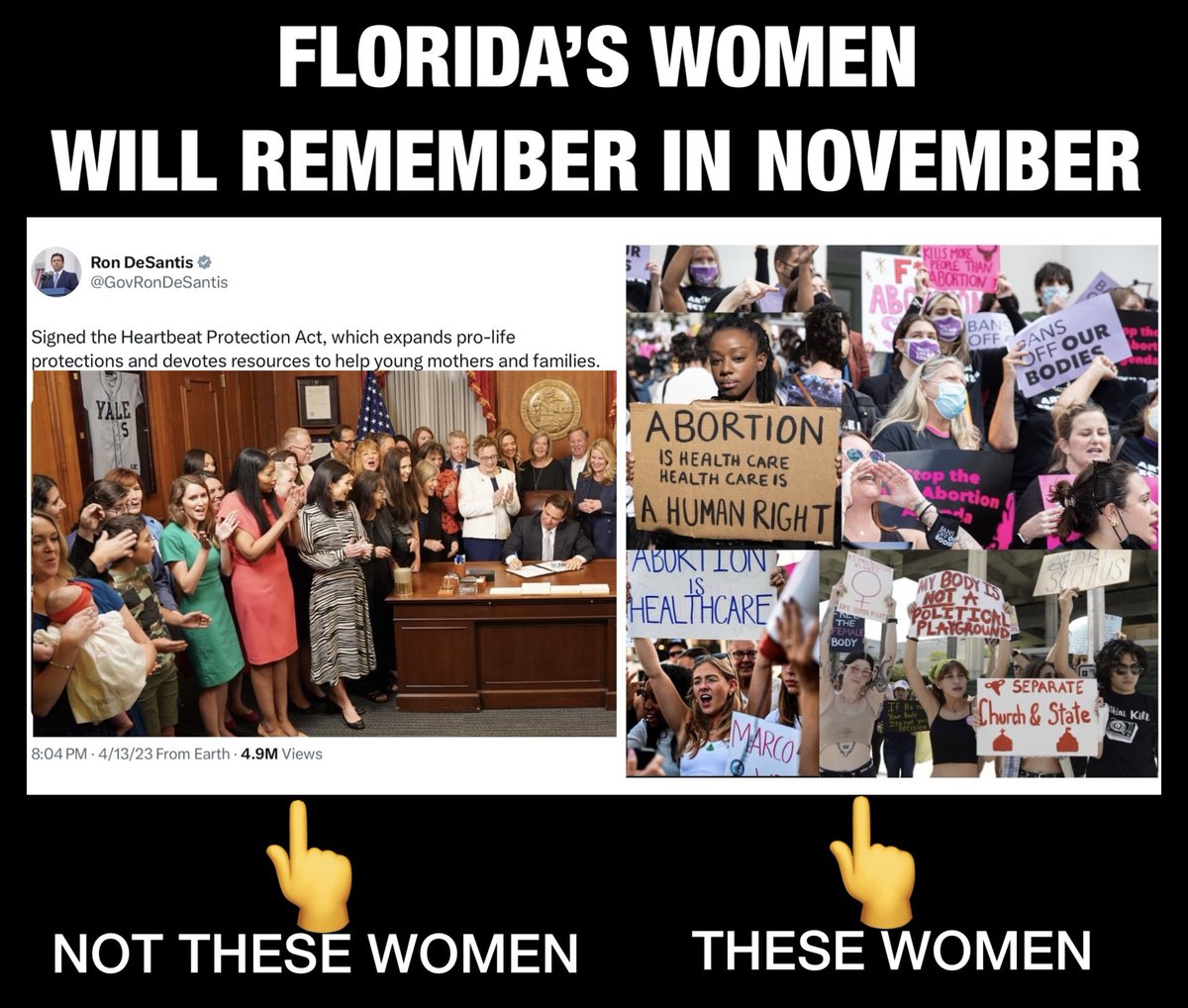 #TrumpsFloridaAbortionBan 🚨 Florida’s 6-week abortion ban just went into effect. REMINDER: Ron DeSantis signed the 6-week abortion ban in the darkness of night because he didn’t want women to notice. We’re headed toward fetal personhood — Republicans under Trump will not