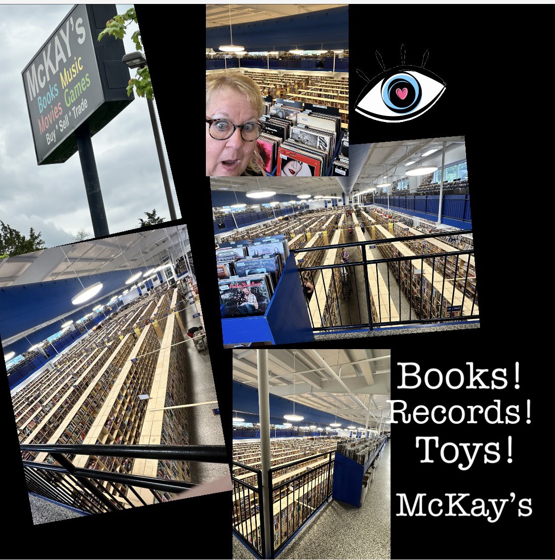 If you ever stop at McKays in Nashville -it’s mind-blowing …used books toys records …it’s so BIG! LakeGirlPublishing.com #books #bookstore #authorlife