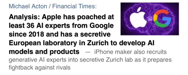 Apple has been quietly operating a secretive AI research facility in Switzerland known as the 'Zurich Vision Lab.'

The company has reportedly poached at least 36 AI experts, primarily from Google.