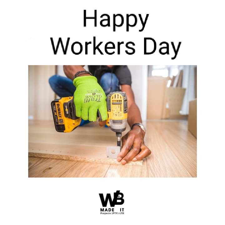 Cheers to all the Workers!
On Worker's Day, we celebrate the hard work and dedication of every worker.”Thank you to all workers for your dedication and commitment. Call: 0681887995 warren@wbmadeit.co.za
 wbmadeit.com
EffandMK  ARVs Khune 
#workersday #renovations