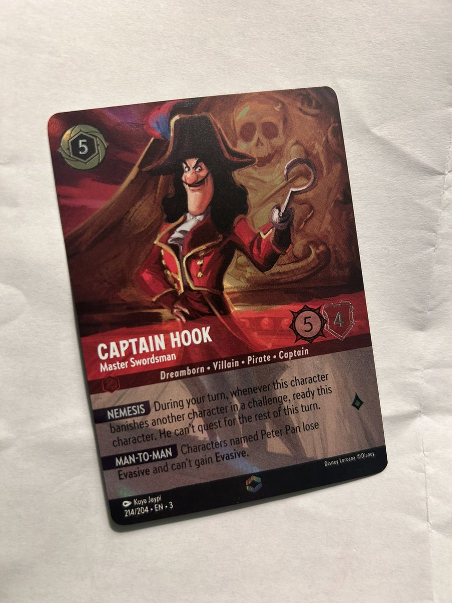 @DisneyLorcana so… I started collecting cards because I love Disney and they are so pretty^^ and I got this one! #TCG #Lorcana #Disney #CaptainHook